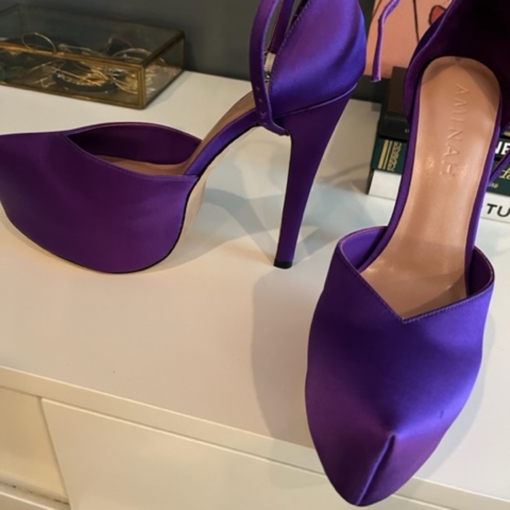 Aminah Abdul Purple Satin New Platforms